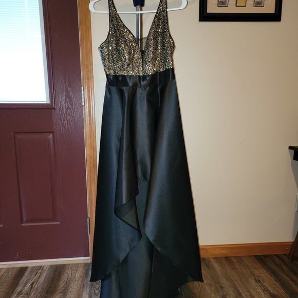 Ever Pretty Dresses & Skirts - EVER-PRETTY Mesh Insert Contrast Sequins High Low Hem Satin Prom Dress